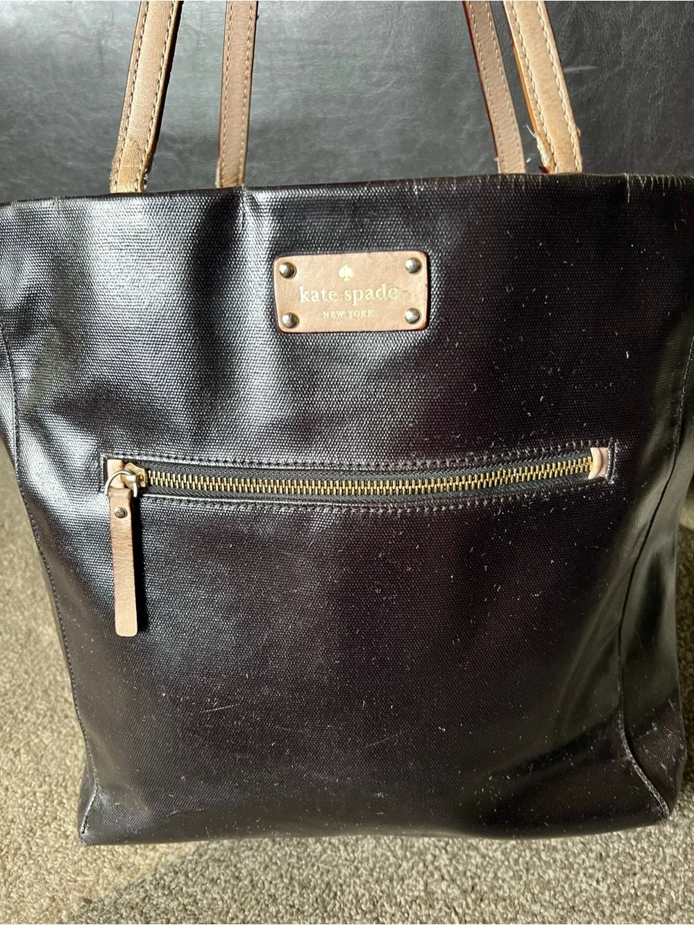 KATE SPADE NEW YORK KERRYN FULTON STREET PATENT LEATHER LARGE SHOPPERS TOTE
